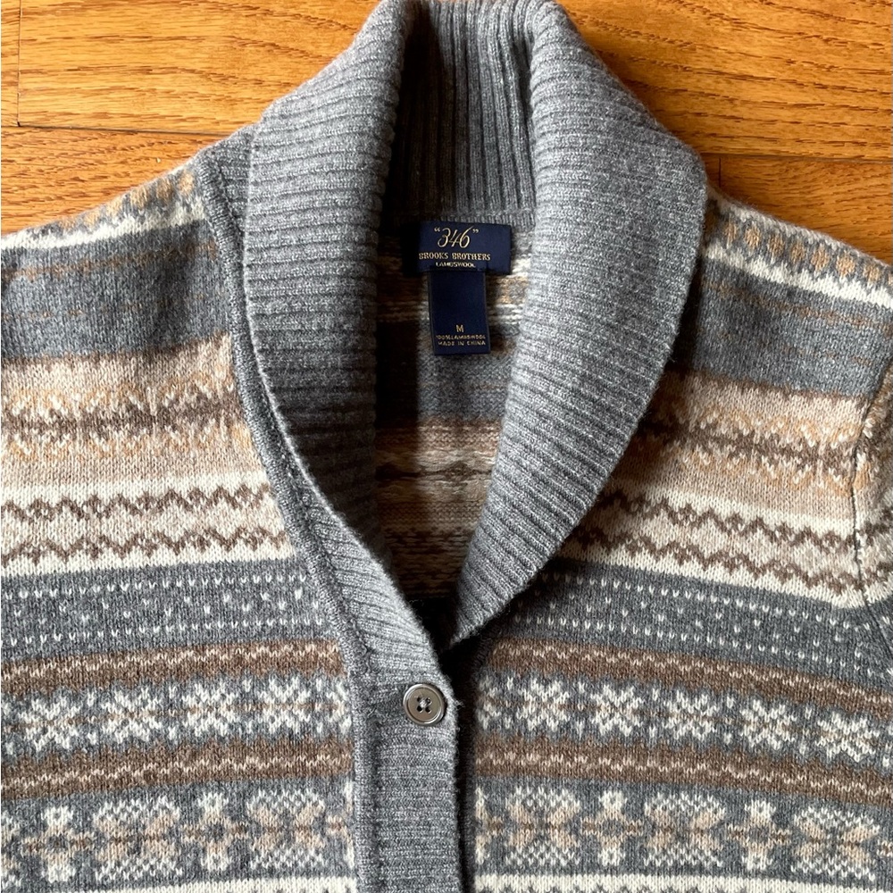 Brooks Brothers Lambswool Long Cardigan in a Beautiful Fair Isle Print